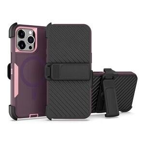 iPhone 16 Pro Max Case,Magnetic,Double Protection,Tough‎ Durable,Purple Rose-NWT
